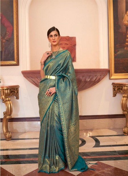 Rama Colour Kaabha Silk 204003 Colours By Rajtex Handloom Weaving Saree Exporters In India 204003 A